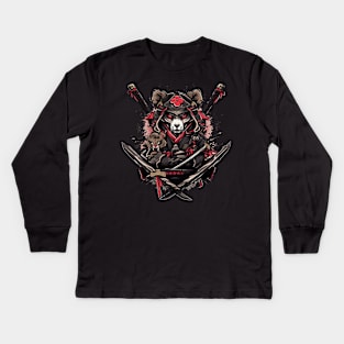 samurai bear Kids Long Sleeve T-Shirt